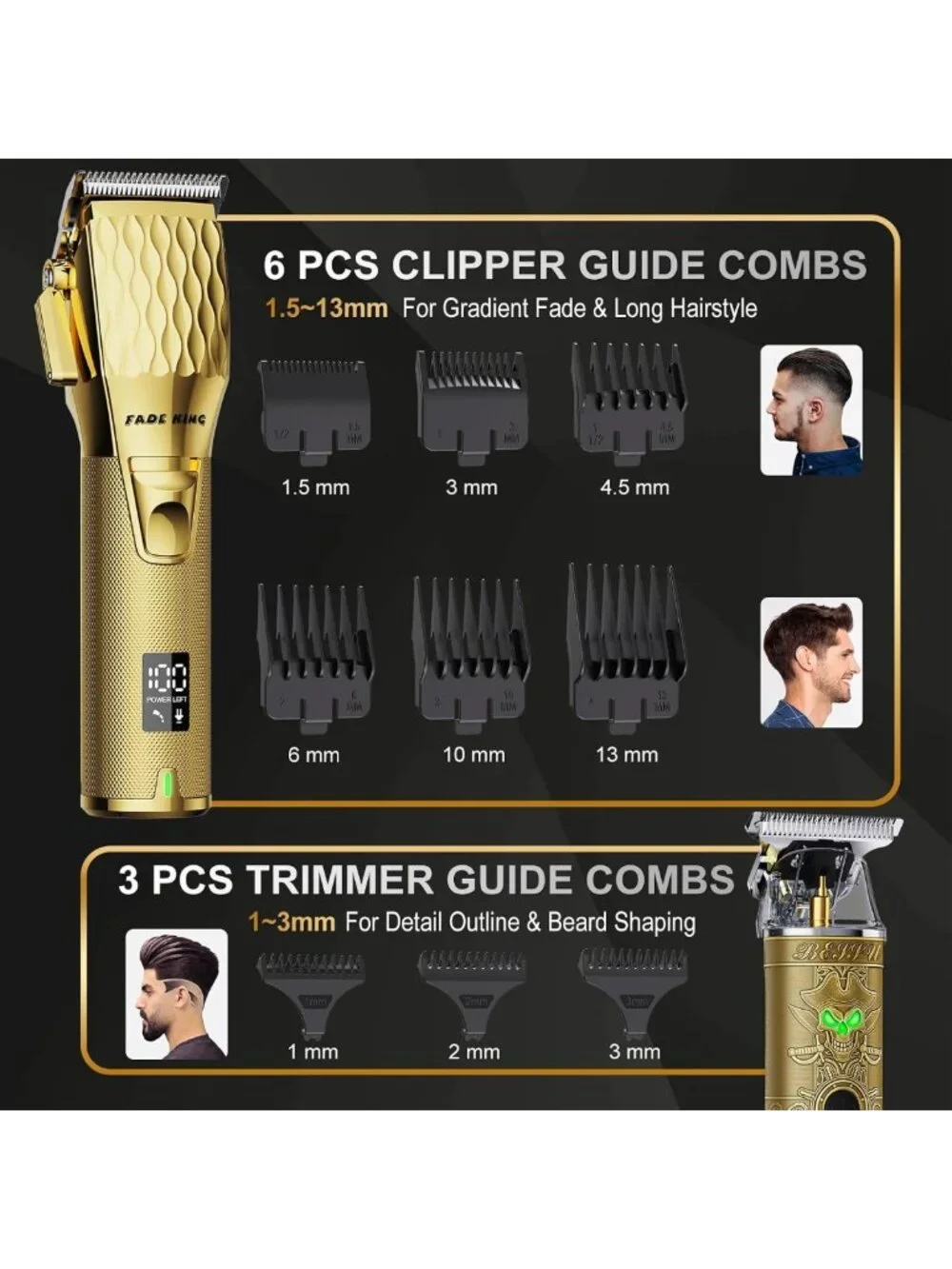 Professional Cordless Hair Clippers & Trimmer Kit for Men | High-Speed Fade